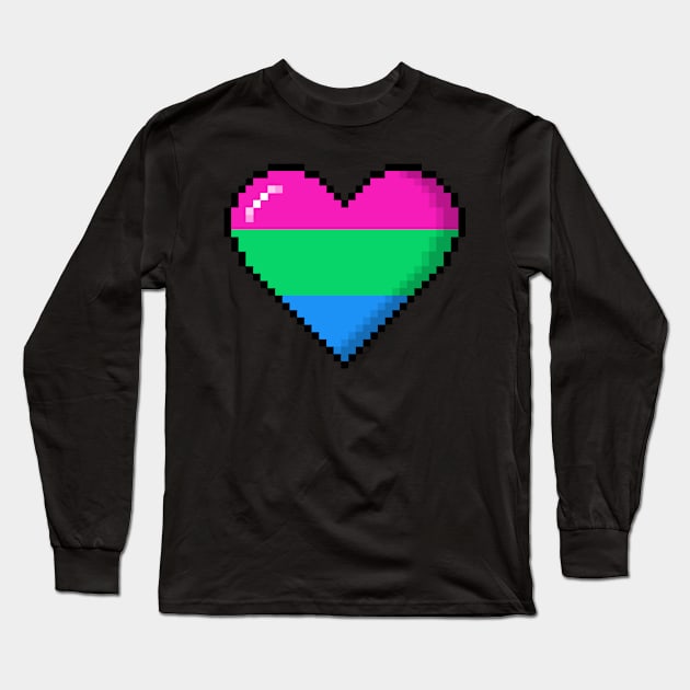 Polysexual Pride Pixel Heart Long Sleeve T-Shirt by wheedesign